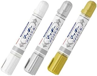 ゼブラ マッキー ペイントマーカー 太字・中字 白・金・銀 3本セット