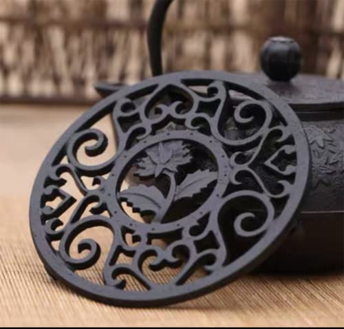 Beminh Trivet Cast Iron Decorative Trivet Mat Coaster With Rubber Pegs- Heavy Duty Hot Pot Holder Pads, Non-Slip Insulation With Vintage Pattern- For Kitchen Dining Table Tea Pot (Floral) #TOP1