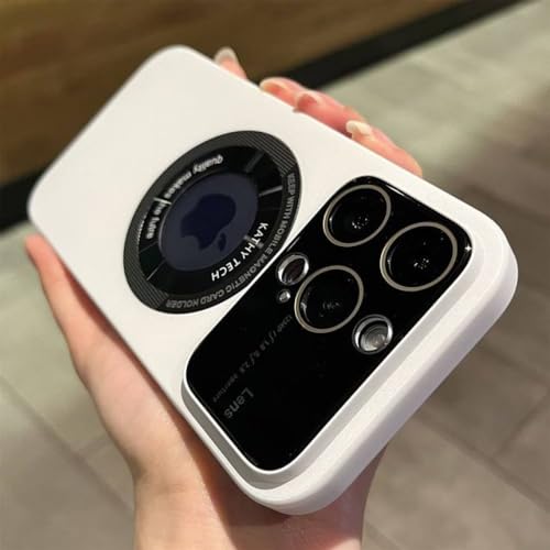 HANASE Funda magnética integrada para teléfono con protección de Lente para iPhone 14 Pro Plus 11 12 13 Pro MAX, Color Blanco, para iPhone 13ProMax