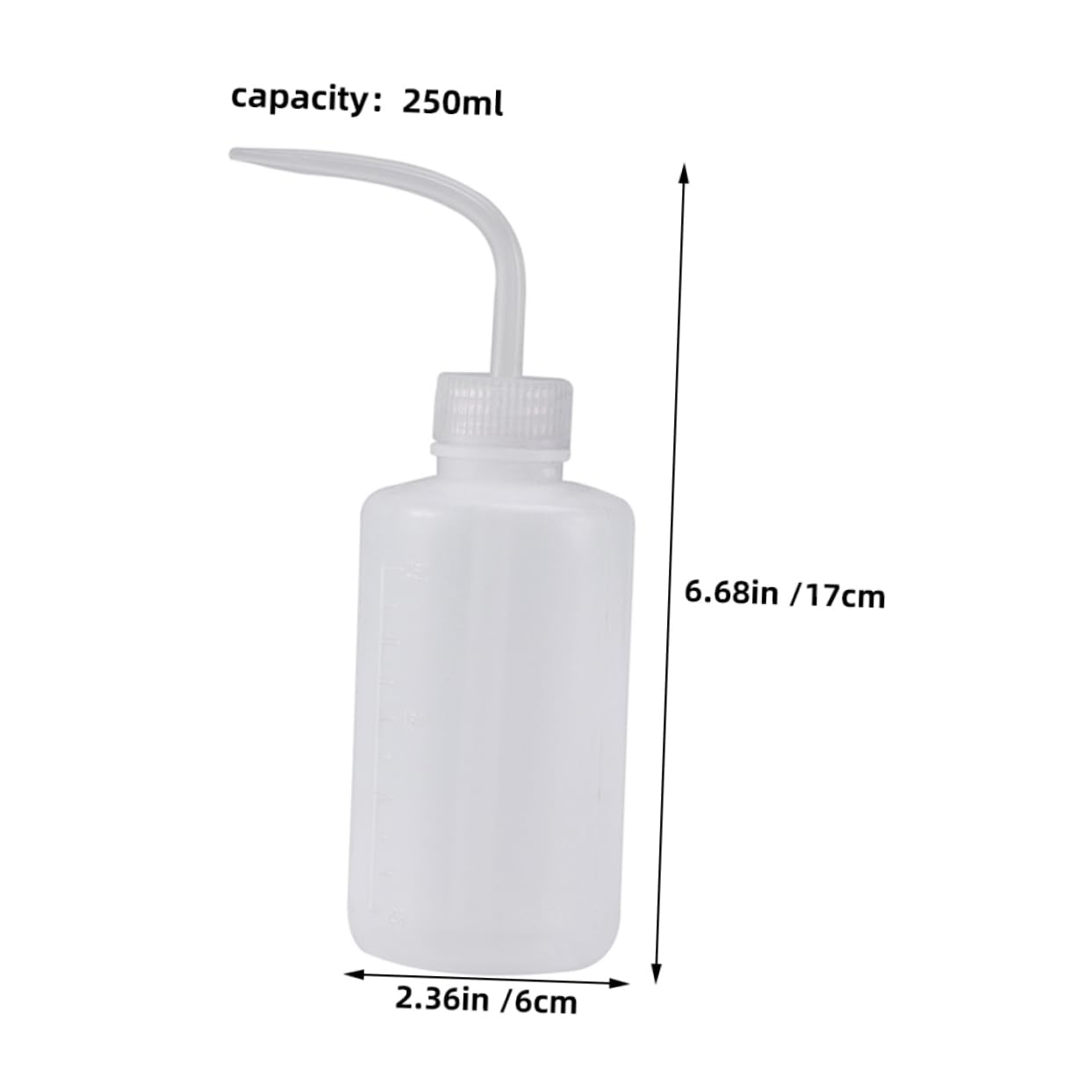 DECHOUS 2pcs White Angled Spout Squeeze Bottle For Cleaning And Watering Transparent Pp Material With Measurement Marks For Lab Equipment Plant