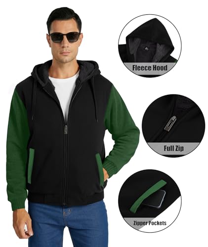 Image of SWISSWELL Men Zip Up Hoodies Sherpa Lined Jacket Heavyweight Fleece Sweatshirt Winter Warm Hooded Coat