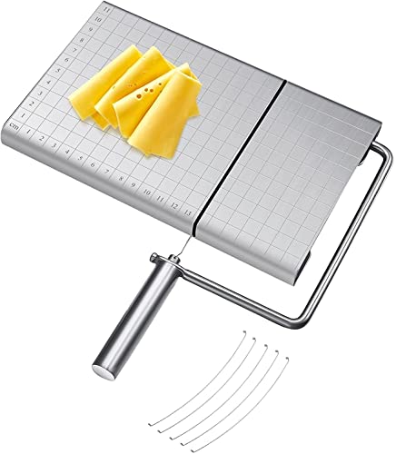 Coupe-fromage, Coupe-fromage en acier inoxydable, Coupe-fromage à fil pour le beurre de fromage, Cheese Slicer avec fil de coupe, Taille de la planche : 12 * 21 cm (Avec échelle) Cover