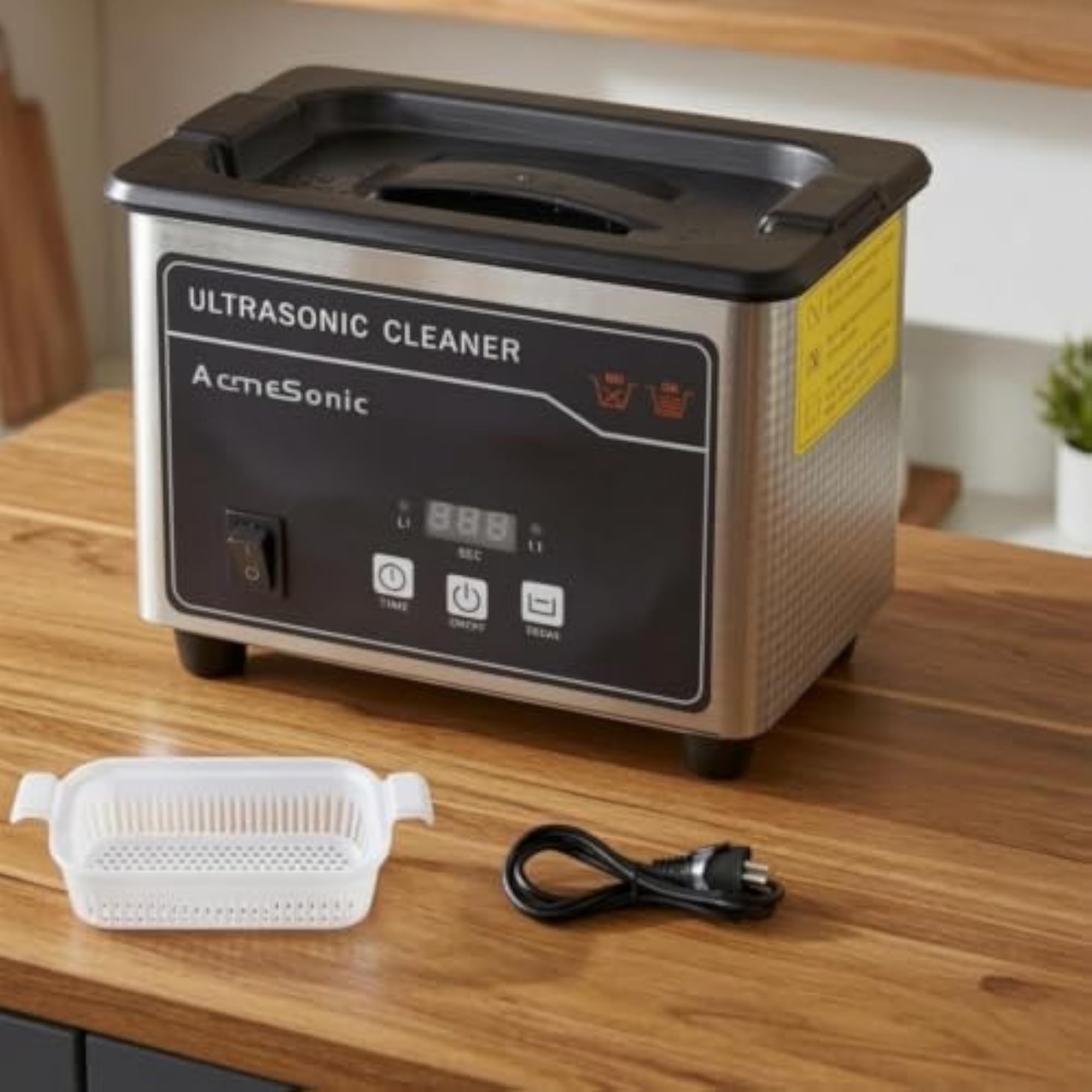 Stainless Steel Digital Ultrasonic Jewelry Cleaner with Basket