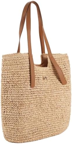 Large Straw Bag for Women Trendy Straw Summer Beach Tote Purse Ra...