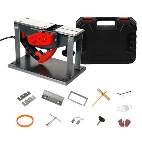 FYDN電動かんな 小型電動カンナ 電気木工カンナ 多機能木工電動プッシャー木製かんな 調整可能なプレーニング深さ、迅速なチップ除去、スムーズなプレーニング 高強度ベルトドア加工、DIYデザイン、家具製作、ホームデコレーションに (フリップトップ式デュアル