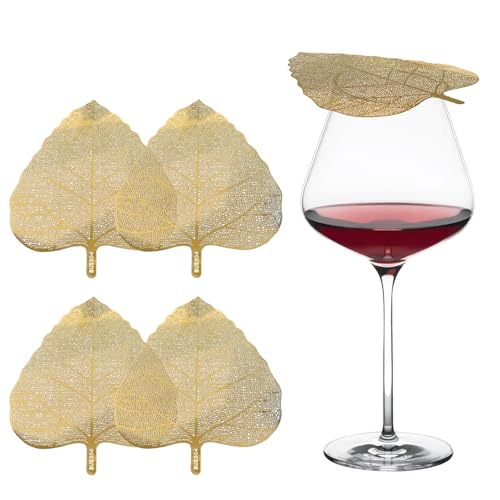 Zyeco Ventilated stainless steel wine glass Covers to keep bugs out, Outdoor wine glass topper for Drinks, Vino, Coffee, Tea, Beer (4, gold)…