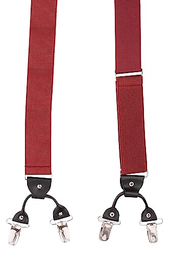 Image of The Tie Hub Suspenders for Men Elastic Adjustable Y Back Braces with Strong Metal Clips for Wedding Formal Office Wear