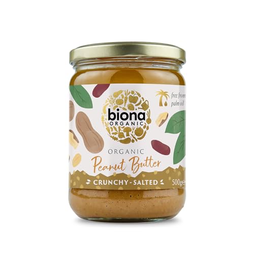 Biona Biologische knapperige pindakaas, 500 g (verpakking kan var...