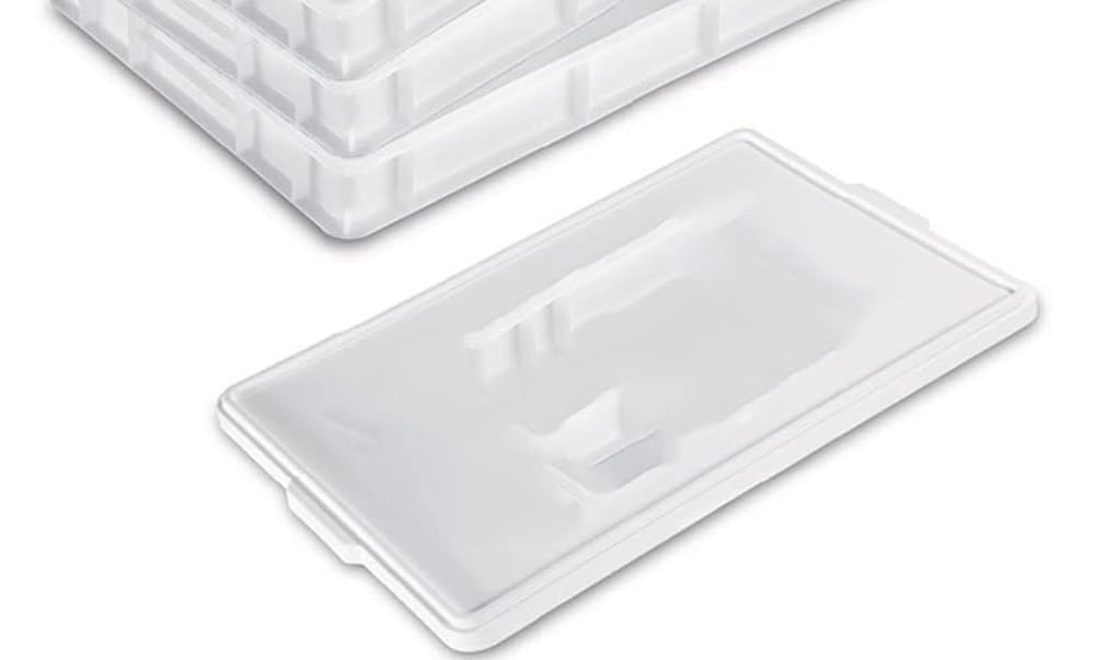 Set 5 Cassette con Coperchio portaimpasti palline Pizza Pane panette 60x40x7 certificata per alimenti VASCHETTA DA FRIGO professionale litri 12 impilabile sovrapponibile PIZZERIA CASEIFICI