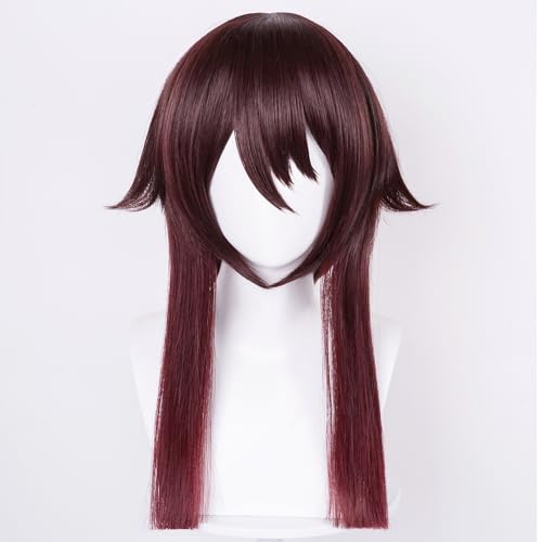 Image of LABEAUTE Long Pigtails Wig for Hutao Cosplay Straight Brown Halloween Hair Wigs with Cap