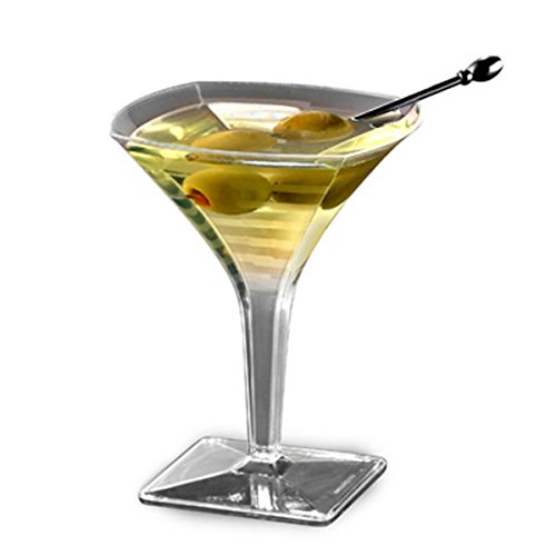 2 Oz 1 Piece Plastic Square Martini Glasses - Case of 96