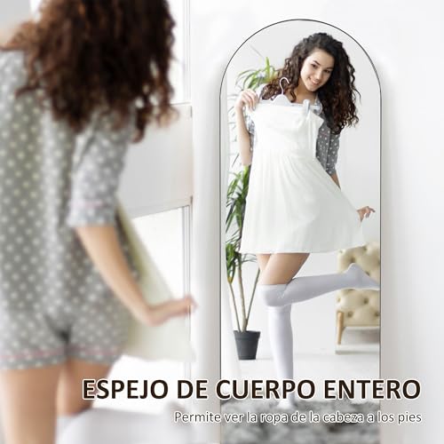 Miniatura 3 de Homcom Espejo De Pie Cuerpo Entero Arqueado, 150x50 Cm, Espejo De Cuerpo Entero, Independiente, Apoyado Y De Pared, Sin Marco, Para Dormitorio, Salón, Negro