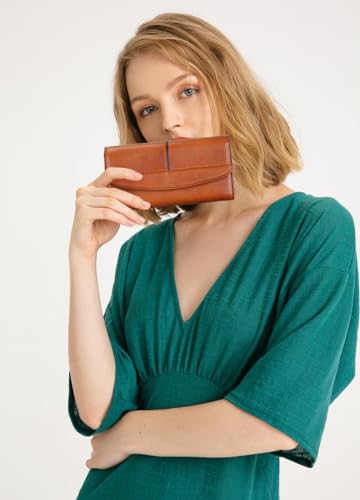 LETEULO Womens Leather Wallets Handmade Ladies Clutch Wallet Organizer Card Holder2