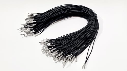 Gomas Negras con Terminales Metálicos 43 cm – Pack 100 uds – Gomas para Carpetas, Archivadores y Carpetería – Distribuido por Mecaring