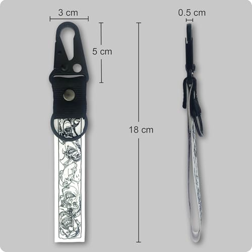 Image of SnapStrap Doodle Carabiner Keychain Strap (Lightweight and Compact) | For Bike, Keys ID Badge Wallet Holder and Everyday Carry Items, Wrist Keychain (Road Rush)