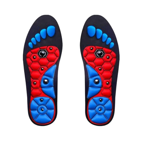 GNALIA Plantillas Fascitis Plantar Magnéticas, Para Zapatos Con Acupuntura, Ortopédicas Hombres Mujeres, Reflexología Acupresión Color Rojo, Talla S 35-39, 1 Par