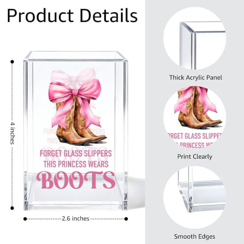 Image of Forget Glass Slippers This Princess Wears Boots Cosmetic Organizer Pen Holder, Funny Cowgirl Vanity Accessories for Girls Daughter, Desk Accessories Makeup Brushes Holder for Women Her Friend