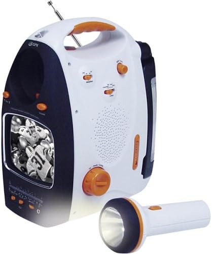 GPX TVWB534SP 5-Inch Black-and-White TV with AM/FM Tuner, Weather Band Radio, and Flashlight/Lantern