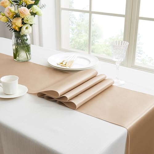 Chemin de table en satin taupe lot de 12 pour sublimer facilement vos tables - 8