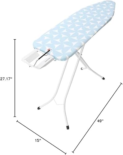 Miniatura 10 de Brabantia Tabla de planchar tamaño B (49 x 15 pulgadas), 7 opciones de altura, soporte de descanso de unidad de vapor sólido (azul tenim) pies