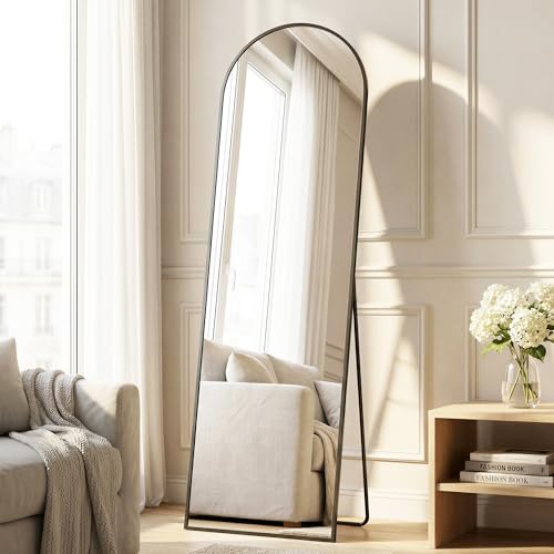 SONGMICS Miroir Intégral, 150 x 40 cm, Miroir Arqué sur Pied, à Poser au Sol, Cadre en Alliage...