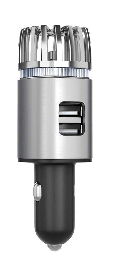 Dravizon 2-in-1 Car Air Purifier with Dual Car Charger, Air Freshener Car Air Ionizer Air Sterilizer Dust remover Reduce Cigarette Smoke and Bad Ions Car Accessories