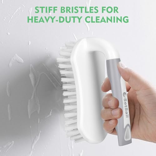 Image of SetSail Scrub Brush, Heavy-Duty Scrub Brushes for Cleaning with Stiff Bristles Cleaning Brush for Shower, Bathroom, Carpet, Kitchen and Bathtub Scrubber - 2 Pack