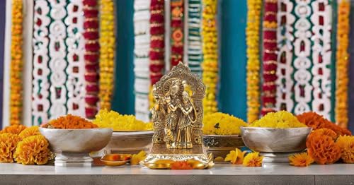Image of Lavanaya Silver-Gold Plated Radha Krishna God Idol Statue-Showpiece With Velvet Gift Box-For Marriage Anniversary, Wedding, Housewarming, Diwali Gift, 10 cm , 10 cm