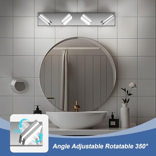 Image of Modern LED Stainless Steel Chrome Acrylic Bathroom Lights Fixtures 4-Light