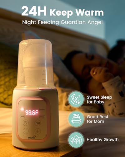 Image of Grownsy Bottle Warmer, Fast Baby Bottle Warmer for All Bottles, Milk Warmer for Breastmilk or Formula, Smart Temperature Control and Automatic Shut-Off- Pink