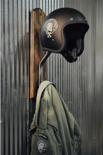 Porte casque mural en bois et métal noble au design épuré