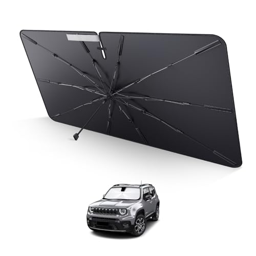 LUWU Parasol Paraguas Coche Compatible con Jeep Renegade BU 2015-2024 2025 Parabrisas Parasol Coche Paraguas Plegable Protección UV Renegade BU Accesorios