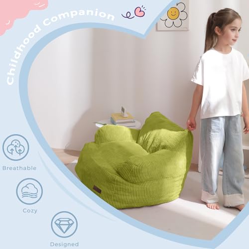 Image of MAXYOYO Kids Bean Bag Chair, Stuffed Bean Bag Sofa, Green, Standard | Bean Bag Chair for Boys and Girls, Lazy Sofa with Pocket Floor Chair for Gaming, Reading