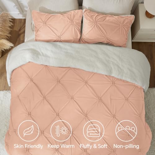 Image of BEDELITE Fluffy Sherpa Queen Comforter Set,Pintuck-Dusty Pink