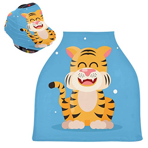 かわいい賢い虎ベビーカーシートカバーキャノピー伸縮性看護カバー幼児用母乳の男の子の女の子のための通気性防風冬のスカーフ