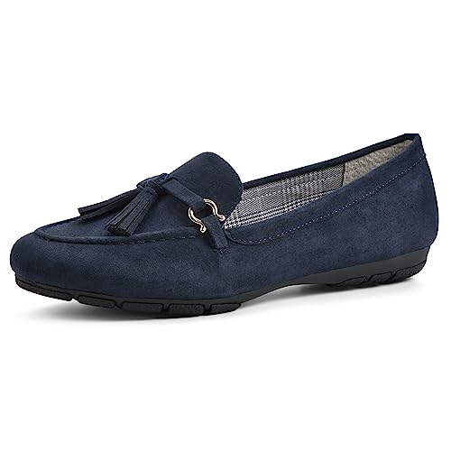 CLIFFS BY WHITE MOUNTAIN Women's Shoes Gush Driving Moccasin Loafer Flat, Navy/Suedette, 11 W