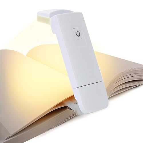 Luz de Leitura para Livro,​Luminária de Leitura com Clipe e Braço Flexível USB Recarregável - Brilho & Cor Ajustáveis, Luz Ampla Cuidados com os Olhos, Ideal para Leitura na Cama e à Noite