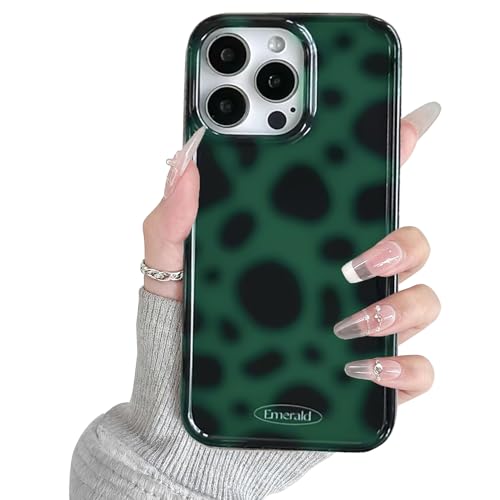 Coque iPhone 16 Pro Max léopard ambré en polycarbonate premium rigide vert émeraude