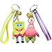 NC ZHUYAO 2 sztuki Spongebob breloczek do kluczy, silikonowy breloczek do kluczy z dzwonkami, breloczek do kluczy dla dorosłych i dzieci, nadaje się do plecaka, kluczy