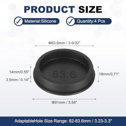Image of MECCANIXITY 4pcs T-Shaped Silicone Plugs 83.6mm 3-9 /32 inchDia Snap in Plug