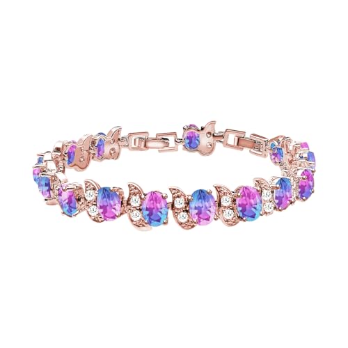 Image of LMXXVJ Fashion Tennis Bracelet Created Emerald White Gold Plated Charm Bracelet Gifts Jewelry for Women