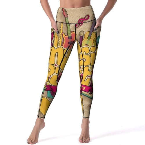 Pantalon de sport yoga taille haute femmes Fête Musicale legging fitness gym