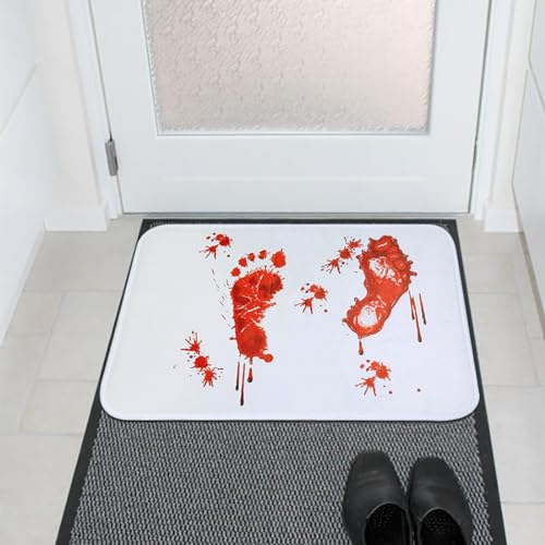 OOAHJEID Saugfähige Fußmatte Badematte mit blutigen Fußabdrücken...