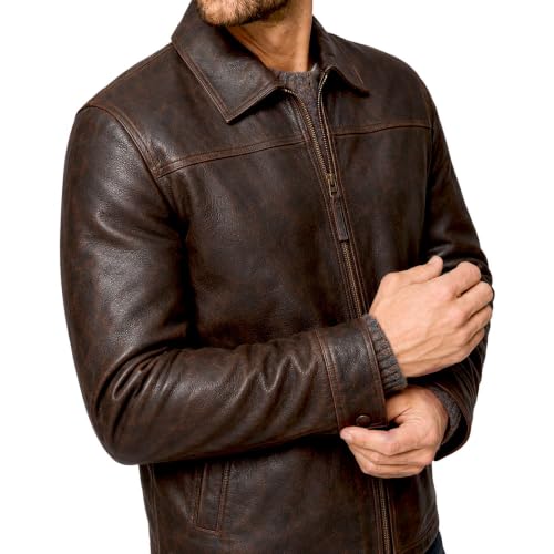 Image of Isaac & David Chicago Men's New Black /Brown Lambskin Leather Classic Open Bottom Jacket Motorcycle Vintage Racing Jacket