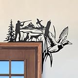 Slagindeco Hunting Duck Metal Window and Door Corner Accent - Topper Decor Metal Hanging Decor, Mallard Hunting Wall Sculptures for Bedroom Living Room and Bathroom
