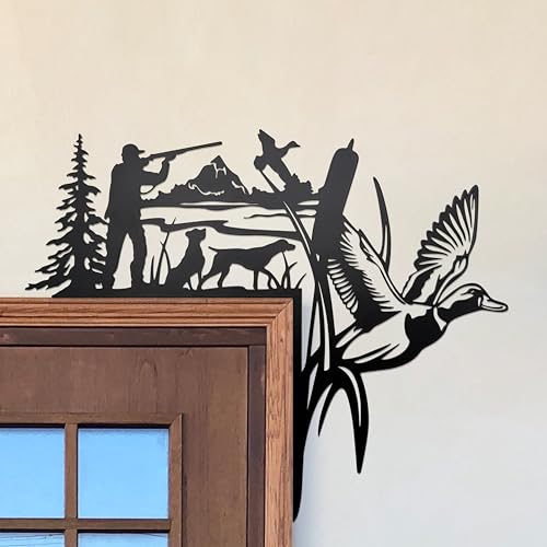 Slagindeco Hunting Duck Metal Window and Door Corner Accent - Topper Decor Metal Hanging Decor, Mallard Hunting Wall Sculptures for Bedroom Living Room and Bathroom