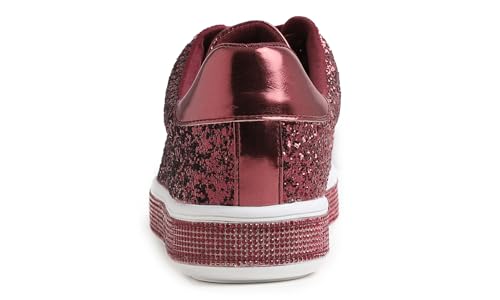 FEVERSOLE Women's Fashion Sparkle Platform Rhinestone Party Holiday Wedding Sneakers4