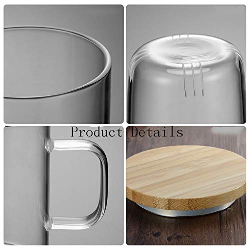 Vasos de cristal con tapa de bambú set de 2 tazas de vidrio multifuncionales 8