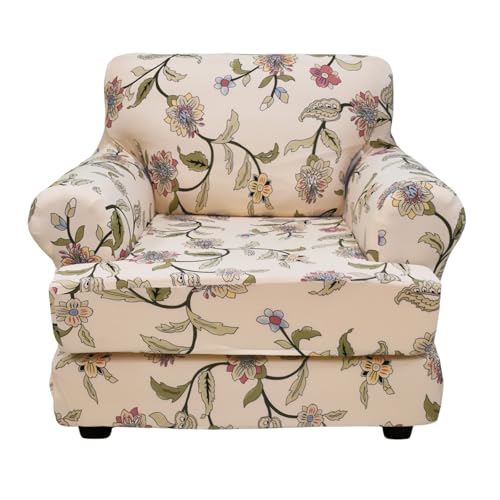 KRFOONN 2 Pieces T Cushion Chair Slipcovers with Arms Stretch Sofa Cover Armchair Slipcovers with 1 Individual T Shape Cushion Covers Furniture Protector Couch Covers for Living Room, 03