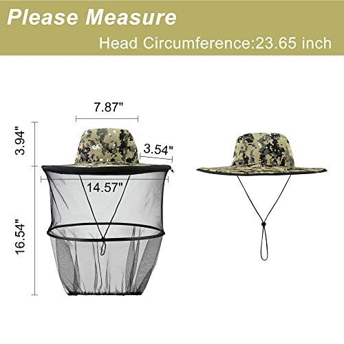 CozyCabin Mosquito Head Net Hat with Removable Mesh Hidden Netting for Men and Women, Design for Outdoor Fishing Gardening (Digital Camouflage)